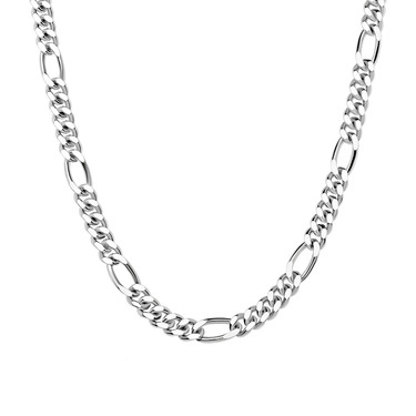 Серебряная цепочка, плетение Картье (Фигаро) 5+1, родированая, ширина 5,3 мм