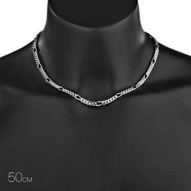 Серебряная цепочка, плетение Картье (Фигаро) 5+1, родированая, ширина 5,3 мм