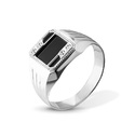 Перстень,Серебро,с вставкой Черная цвета,РОССИЯ