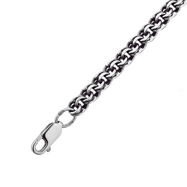 Серебряный мужской браслет, плетение Бисмарк, ширина 4,9 мм, чернение