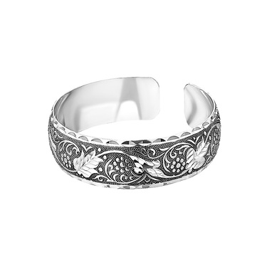 Серебряный женский жесткий браслет с алмазной огранкой, ширина 1,8 см