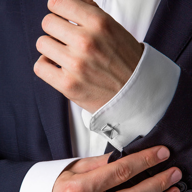 Серебряные запонки Конверт, родий, матрирование