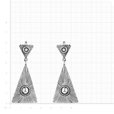 Серебряные крупные треугольные серьги с выпуклым шаром, оксид