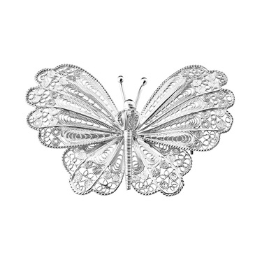 Серебряная большая женская брошь 