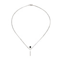 Цепочка на шею,Колье,Шарм,Перлина,Серебро,с вставкой Фианит Черная цвета,с замком Карабинный,РОССИЯ