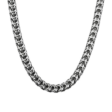 Серебряная мужская цепь, плетение Рамзес, чернение, ширина 9 мм