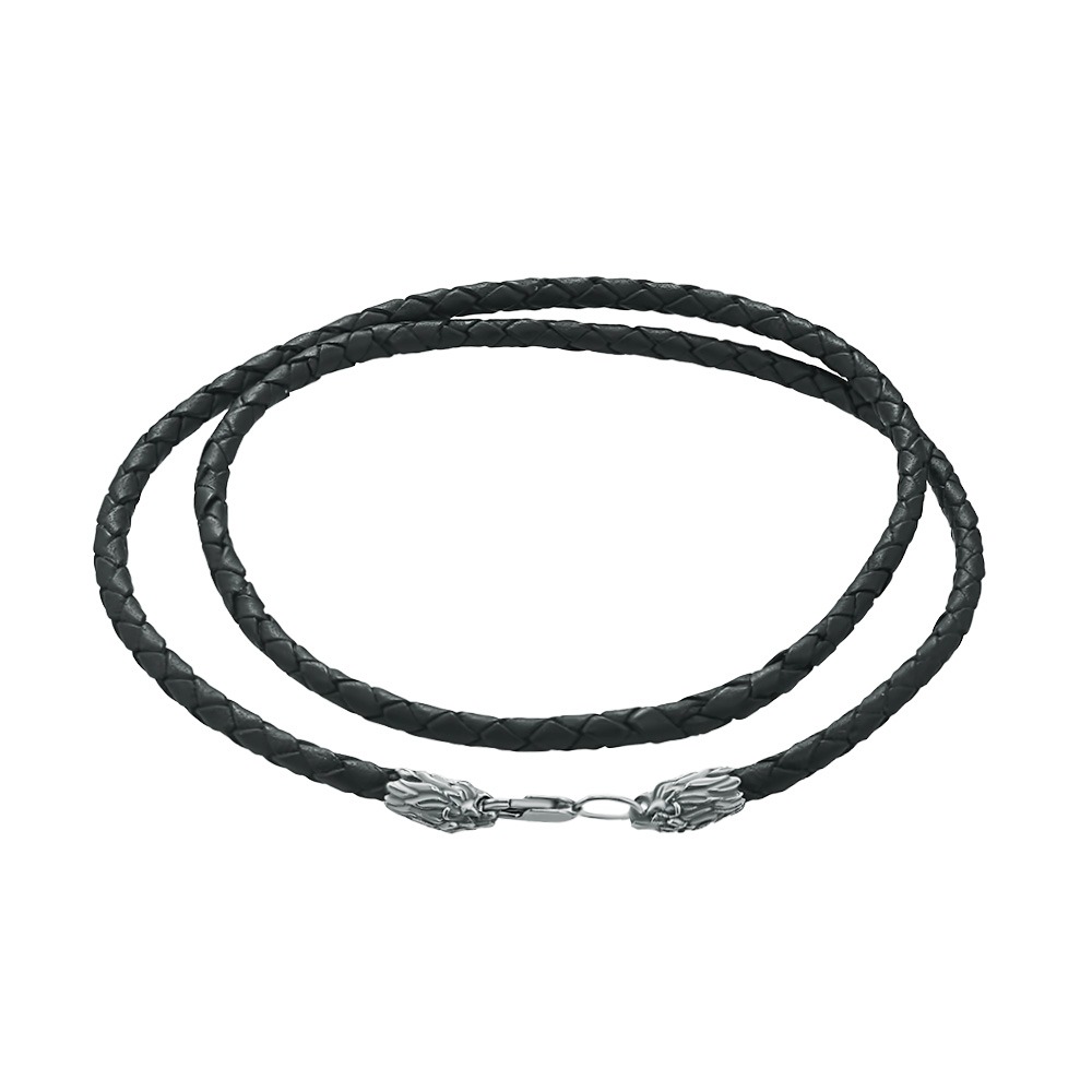 Шнурок из матовой плетеной кожи с серебряным замком Шнурок,Гайтана,Серебро,Натуральная кожа,с вставкой Без вставок,с замком Карабинный,РОССИЯ