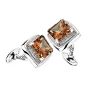 Запонки,Серебро,с вставкой Раухтопаз Коричневый цвета,РОССИЯ