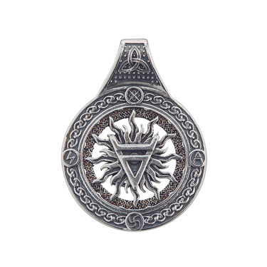 Массивный двусторонний серебряный оберег 