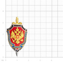 Серебряный значок Эмблема ФСБ России, в футляре, эмаль, позолота Брошь,Значок,Серебро,с вставкой Эмаль Красная,Синяя цвета,с замком Пимса,РОССИЯ