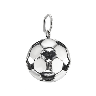 Серебряная объемная подвеска "Футбольный мяч", чернение