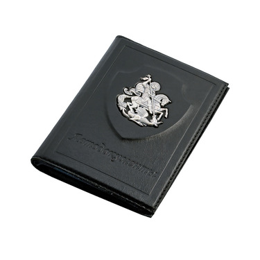 Кожаная обложка для автодокументов с серебряной вставкой 