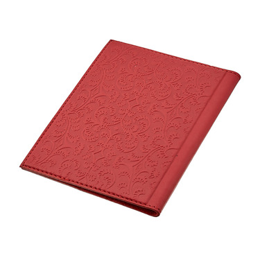 Красная кожаная обложка для паспорта с серебряной вставкой 