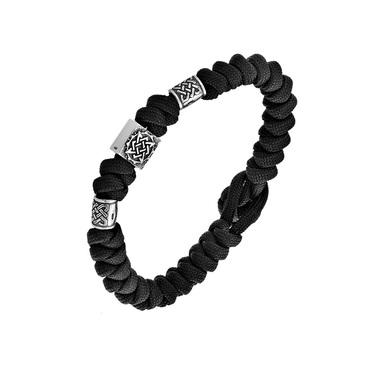 Браслет из паракорда с серебряной вставкой Звезда Руси с чернением, шириной 1,2 см