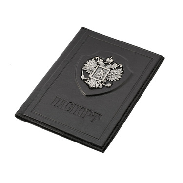 Черная кожаная обложка для паспорта 