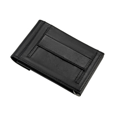 Кожаный зажим для денег / купюр с серебряной вставкой 