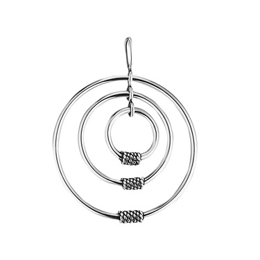 Серебряная подвеска из трех колец, чернение