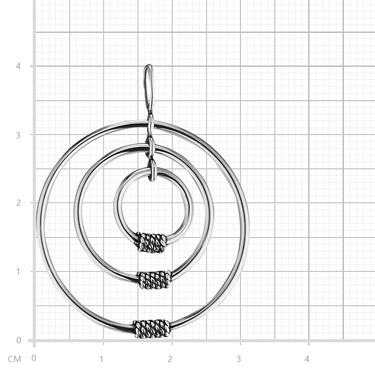 Серебряная подвеска из трех колец, чернение