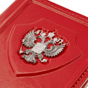 Красная кожаная обложка для паспорта с серебряной вставкой  Сувенир,Обложка для документов,Серебро,Натуральная кожа,с вставкой Серебряная вставка Белая,Черная,Серебряный цвета,с замком Магнитный,РОССИЯ