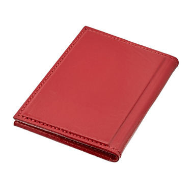 Красная кожаная обложка для паспорта с серебряной вставкой 