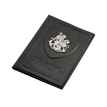 Кожаная обложка для паспорта с серебряной вставкой 