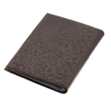 Кожаная обложка для автодокументов с серебряной вставкой 