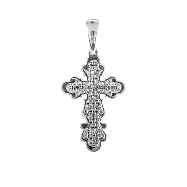 Серебряный мужской крест с черной эмалью