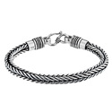 Серебряный мужской браслет, плетение Колос (квадрат), ширина 6 мм, чернение Браслет на руку,Серебро,с вставкой Без вставок,с замком Тайский,РОССИЯ