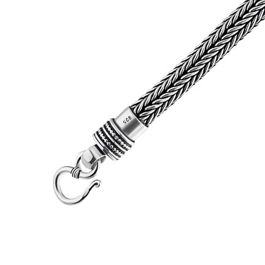 Серебряный мужской браслет, плетение Колос, ширина 7,8 мм, чернение