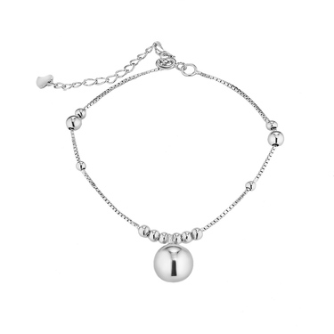 Серебряный женский браслет-цепочка с шариками, родирование