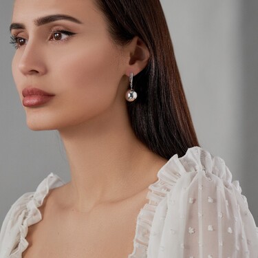 Серебряные серьги Шары 16мм, английский замок, родирование