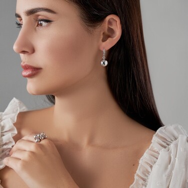 Серебряные серьги Шары 12мм, английский замок, родирование