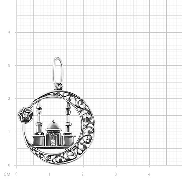 Серебряная мусульманская подвеска с фианитом, чернение