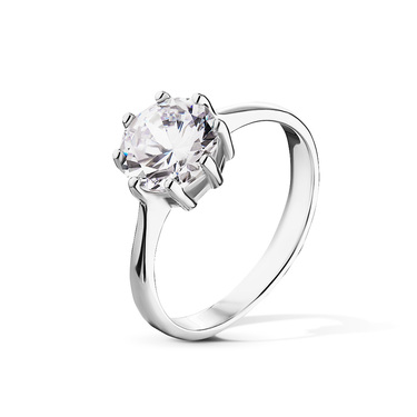 Тонкое серебряное женское кольцо с фианитом