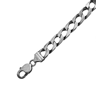 Серебряная мужская цепь, плетение квадратный Панцирь, палладирование, ширина 0,9 см