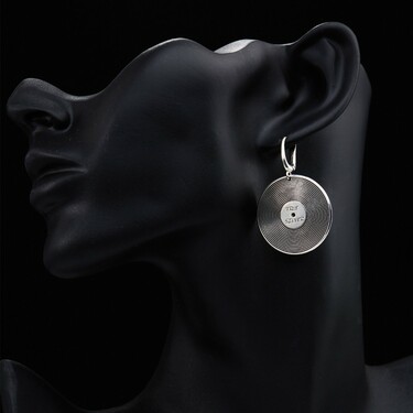 Серебряные двусторонние серьги 