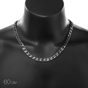 Серебряная мужская цепь, плетение Двойной Ромб, чернение, ширина 0,9 см Цепочка на шею,Серебро,с замком Карабинный,ИТАЛИЯ