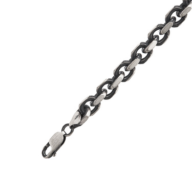 Серебряная мужская цепь, плетение Якорь, палладирование, ширина 0,8 см