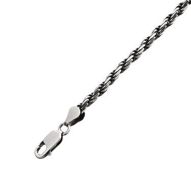 Серебряный мужской браслет, плетение Кордовое, чернение, ширина 2,9 мм