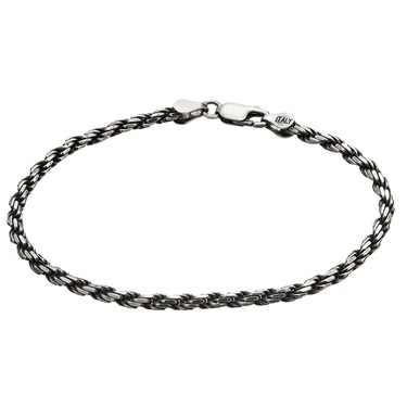 Серебряный мужской браслет, плетение Кордовое, чернение, ширина 2,9 мм