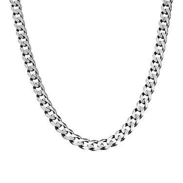 Серебряная мужская цепь, плетение Панцирное, чернение, ширина 7 мм