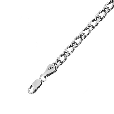 Серебряная мужская цепь, плетение Двойной Ромб, чернение, ширина 4,4 мм