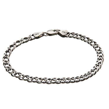 Серебряный мужской браслет, плетение Двойной ромб, чернение, ширина 4,4 мм