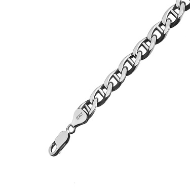 Серебряная мужская цепь, плетение Морской Якорь, чернение, ширина 0,8 см