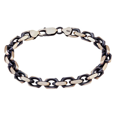 Серебряный мужской браслет, плетение Якорь, палладирование, ширина 0,8 см