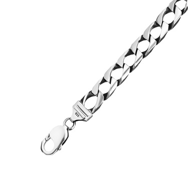 Серебряная мужская цепь, плетение квадратный Панцирь, чернение, ширина 0,9 см