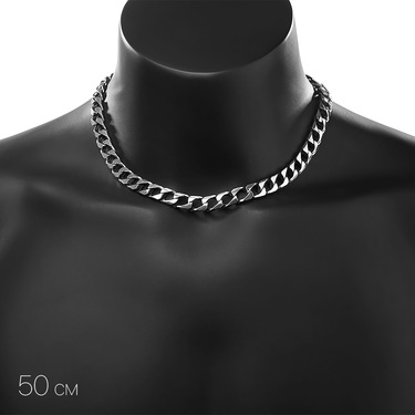 Серебряная мужская цепь, плетение квадратный Панцирь, чернение, ширина 0,9 см