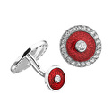 Запонки,Серебро,с вставкой Фианит,Эмаль Красная цвета,РОССИЯ