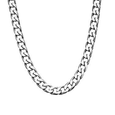 Серебряная мужская цепь, плетение Панцирь, родирование, ширина 7,6 мм