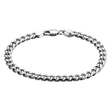 Серебряный мужской браслет, плетение Панцирное, в родии, ширина 4,7 мм